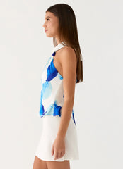 Maddox Scarf Top - Cerulean Bloom